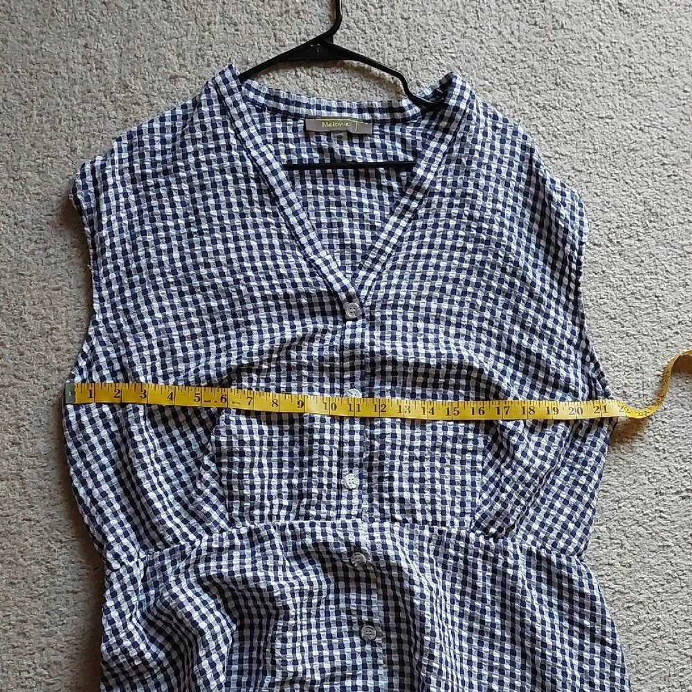 Melonie Blue and White Sleeveless Checkered Midi Dress Sz 20W - Picture 11 of 15